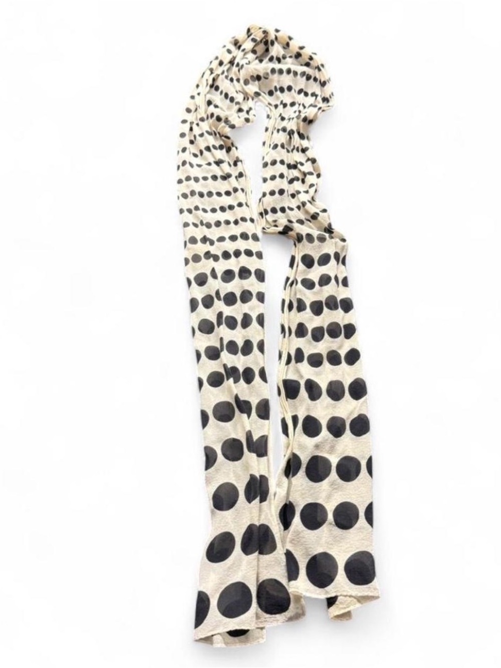 Black Dot Pattern Long Scarf in Cream